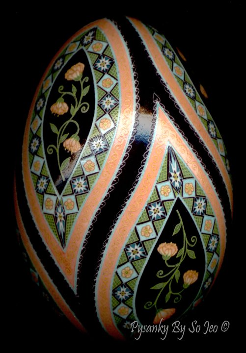 Peach Posy Ukrianian Easter Egg Pysanky By So Jeo